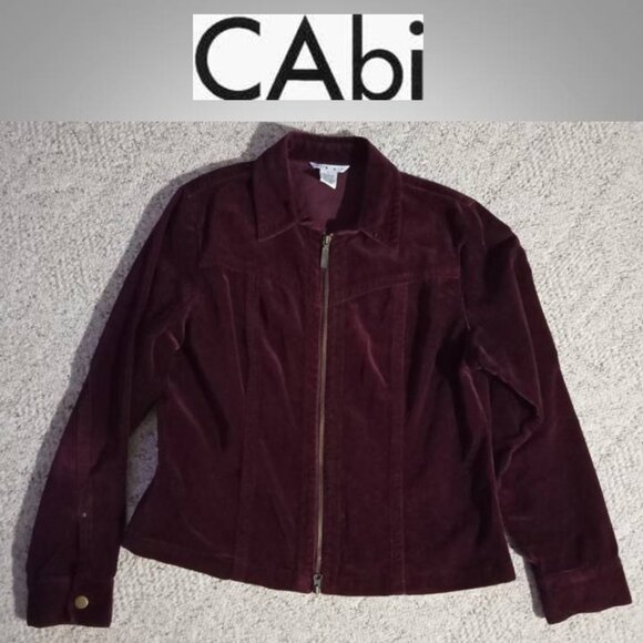 CAbi burgundy zip up coat jacket Women's size large - Picture 1 of 6